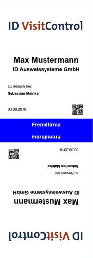 Ausdruck eines Ausweises mit dem Vermerk &quot;Fremdfirma&quot; für einen Tag 