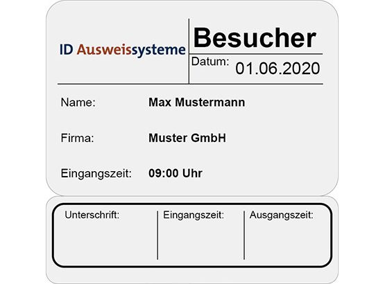 TimeControl Besucherbuch Badge Standard Zusatzfeld