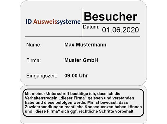 TimeControl Besucherbuch Badge Standard Unterschrift