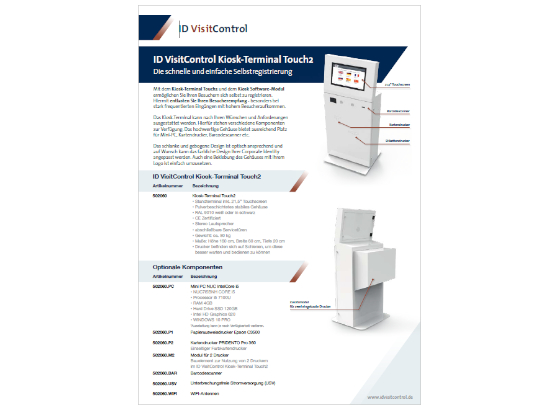 ID VisitControl Kiosk-Terminal Touch2