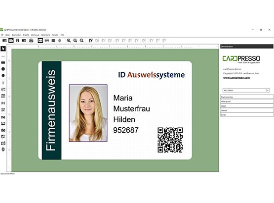 cardPresso Ausweissoftware - Hochformatiges Musterlayout