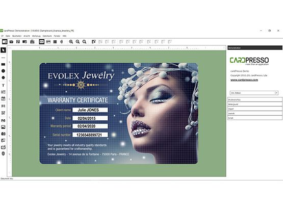 cardPresso Ausweissoftware - Musterlayout im Querformat